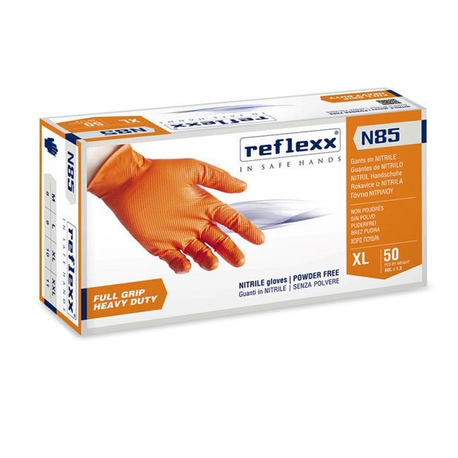 (8032891633854) [8032891638859] Manusi Nitril (XXL) N85 Full Grip, orange, fara pudra (50) [10]