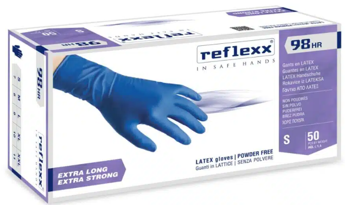 Manusi Latex R98 High Risk, albastre, fara pudra (50)/401512000